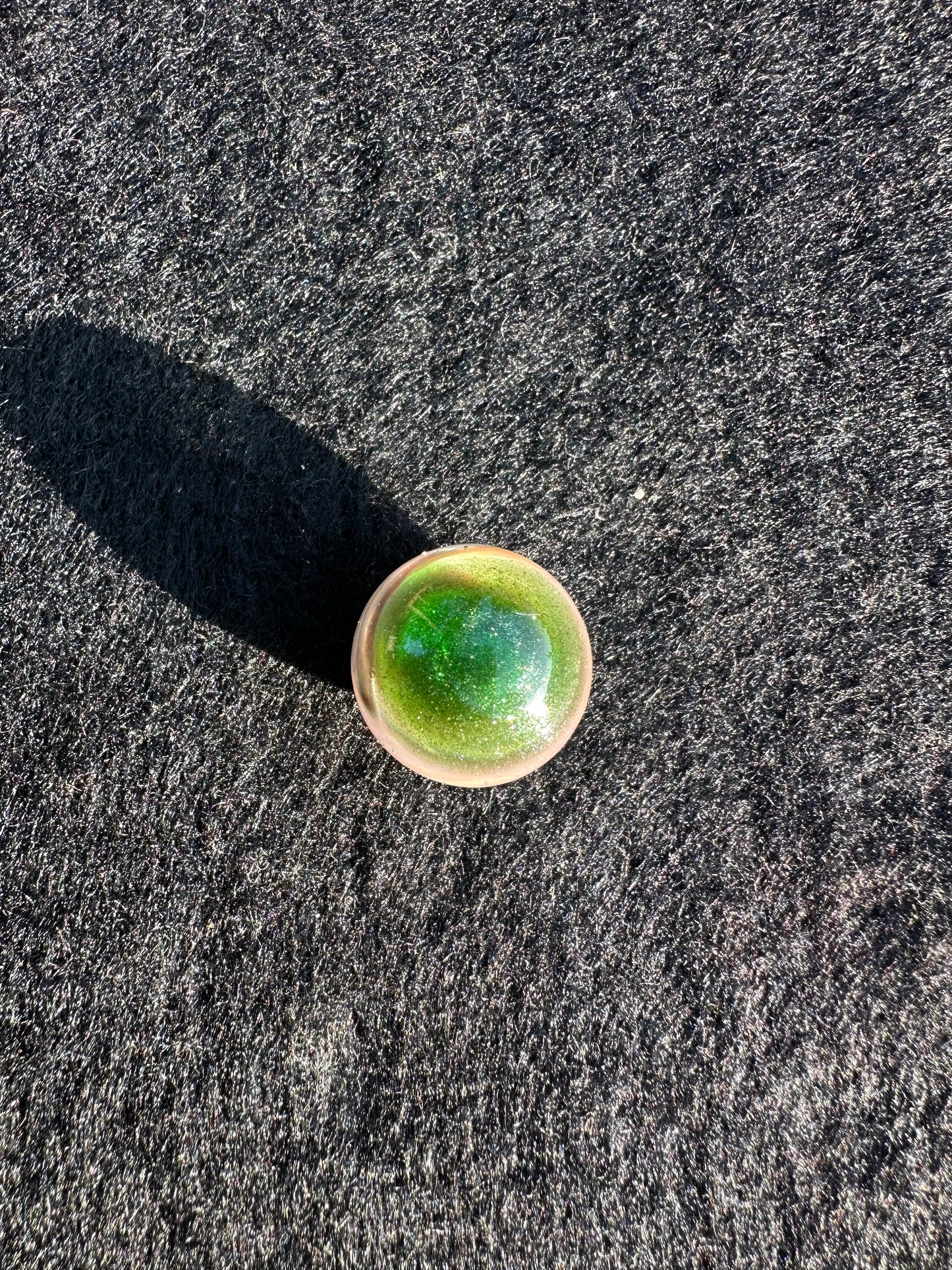 Encased Spiral Marble – Green Stardust Base (23mm)