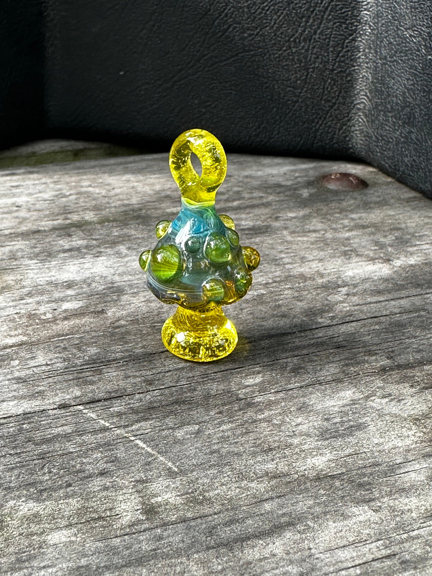 Yellow and Blue Mushroom Glass Pendant