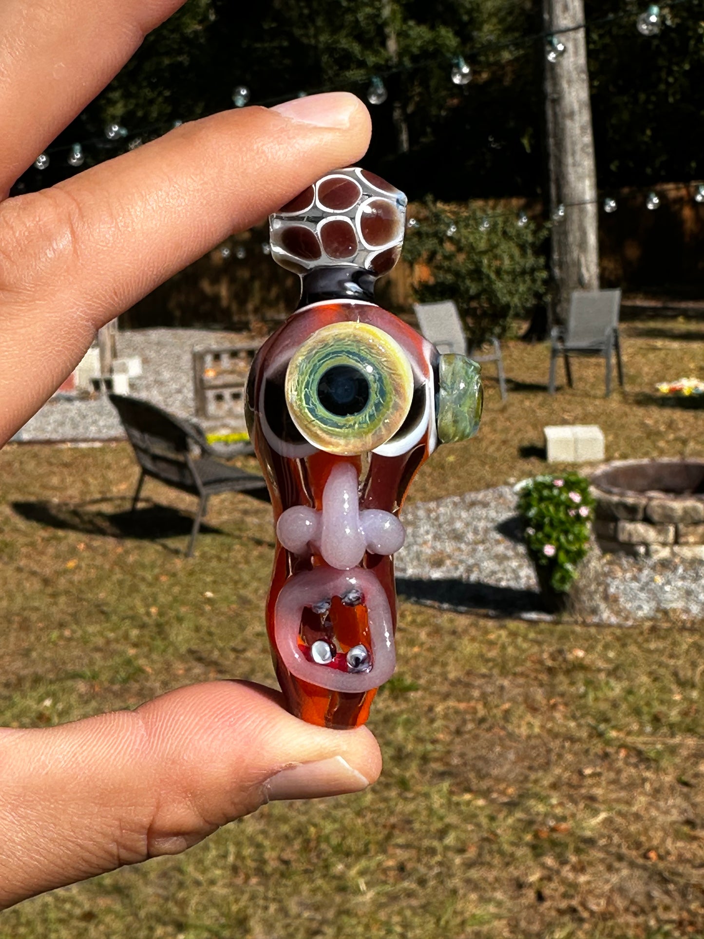 Functional Face Pendant with Jam Glass Eye Milli