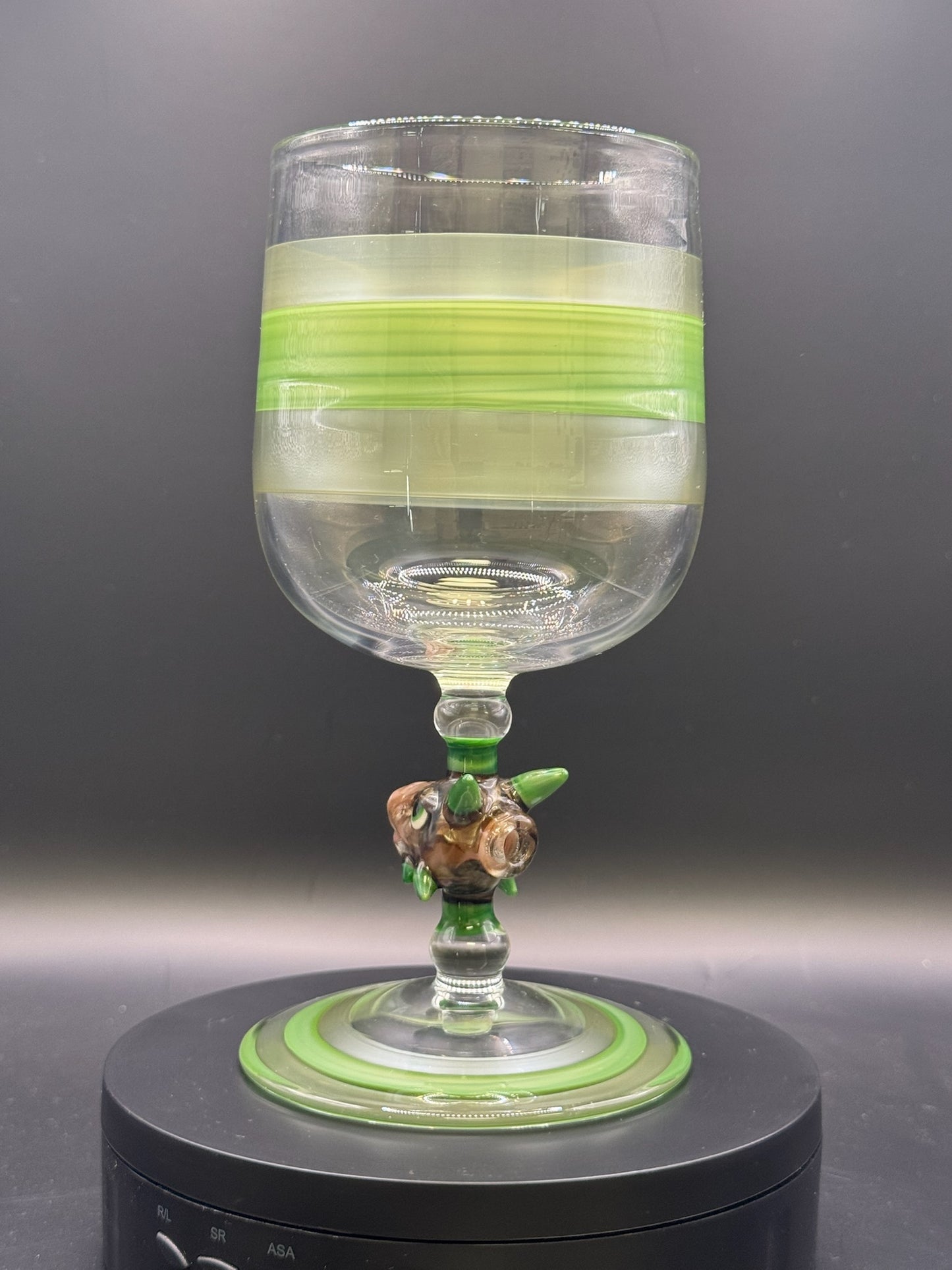 Dougw.glass x Lazy_Glass Clear Goblet w/ Dino Head Stem – $350