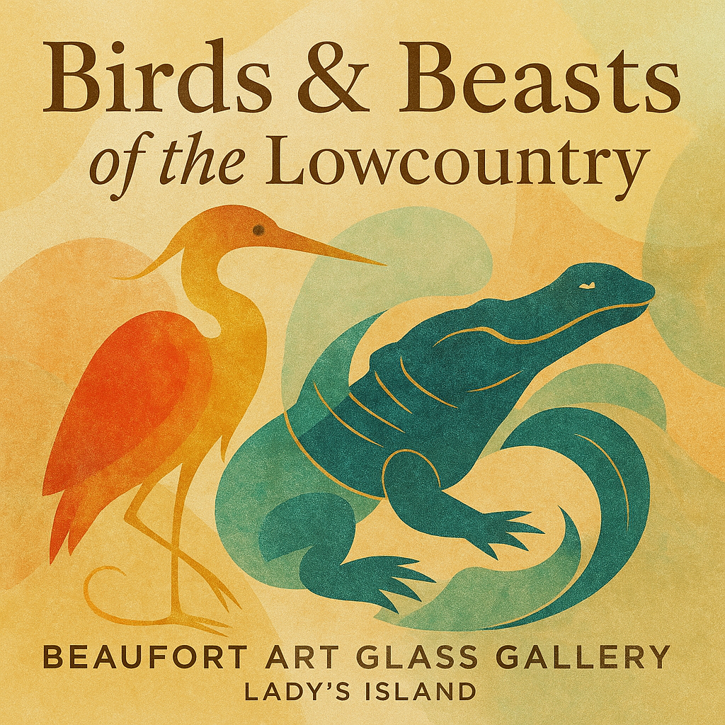 Borosilicate glass art show in Beaufort Art Glass gallery.