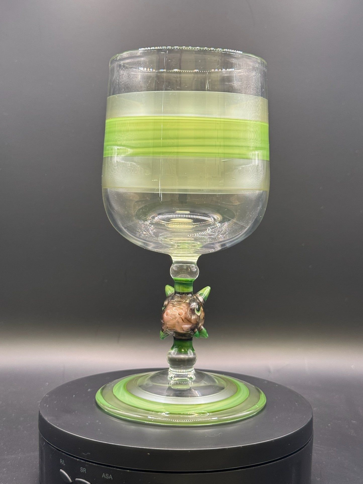 Dougw.glass x Lazy_Glass Clear Goblet w/ Dino Head Stem – $350