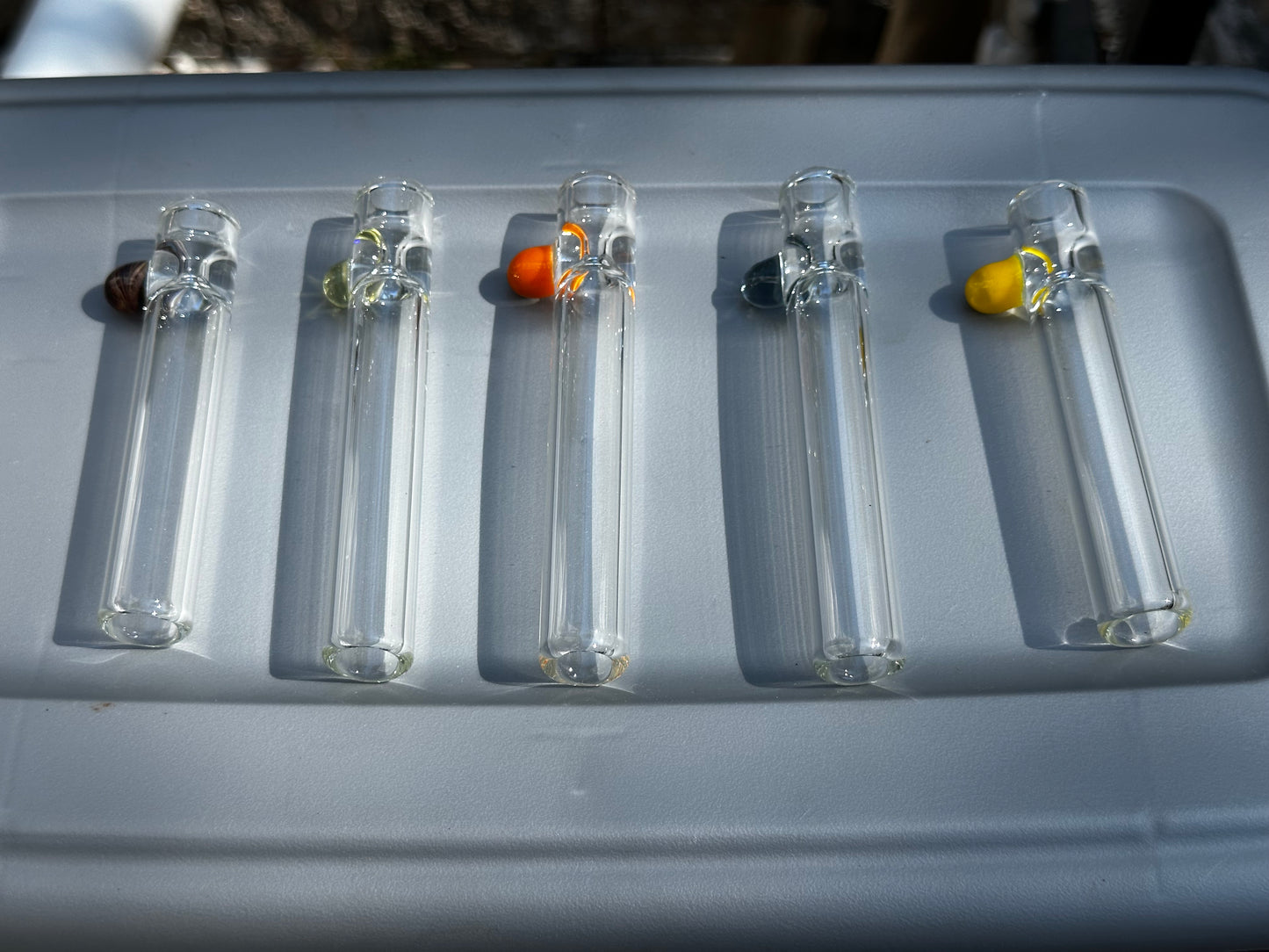 Chillum Glass Pipe – 16mm with Internal Restriction & Color Roll Stop