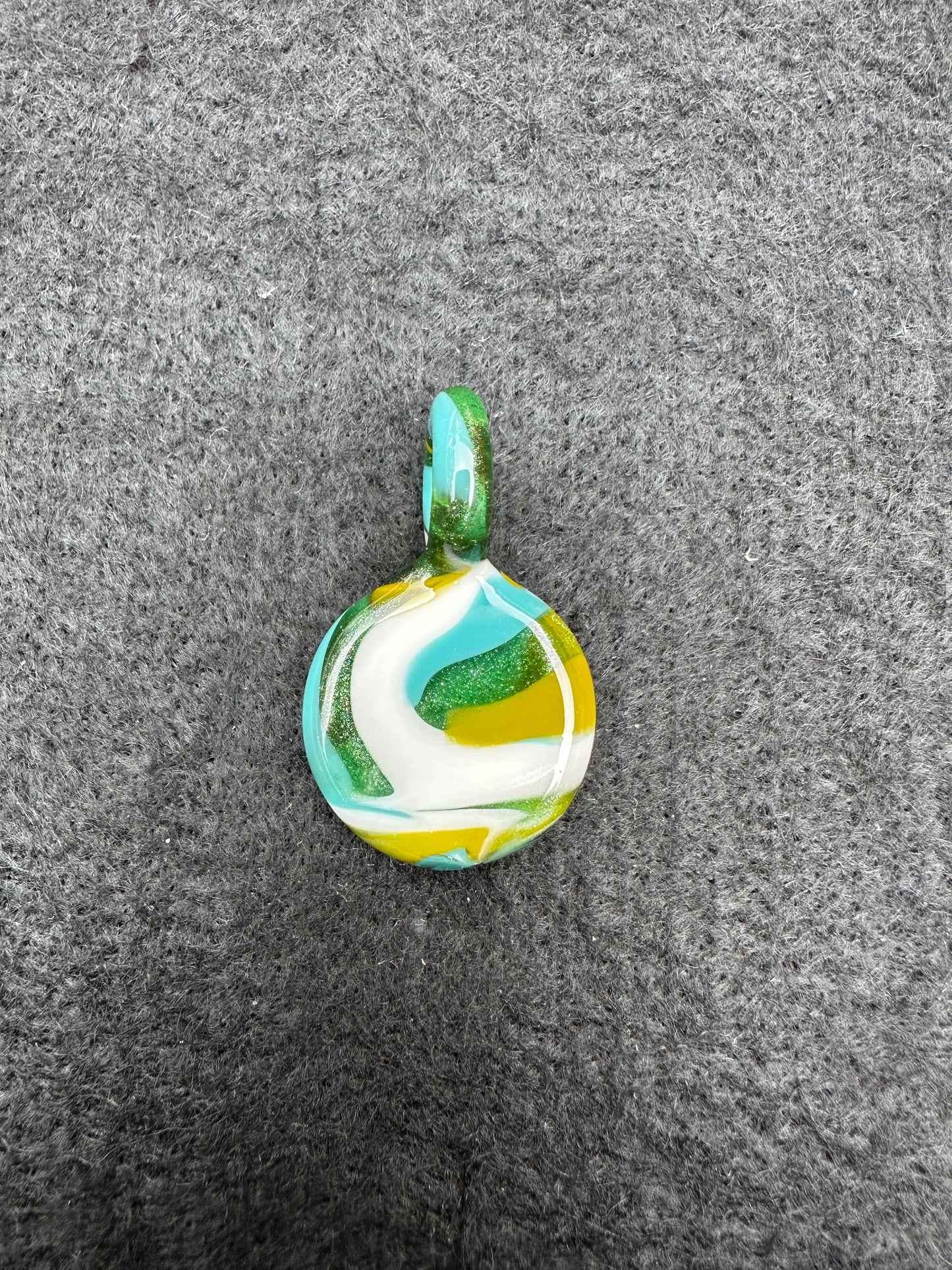 Stardust Swirl Disc Pendant – Blue, Green & White by Jaime Torres