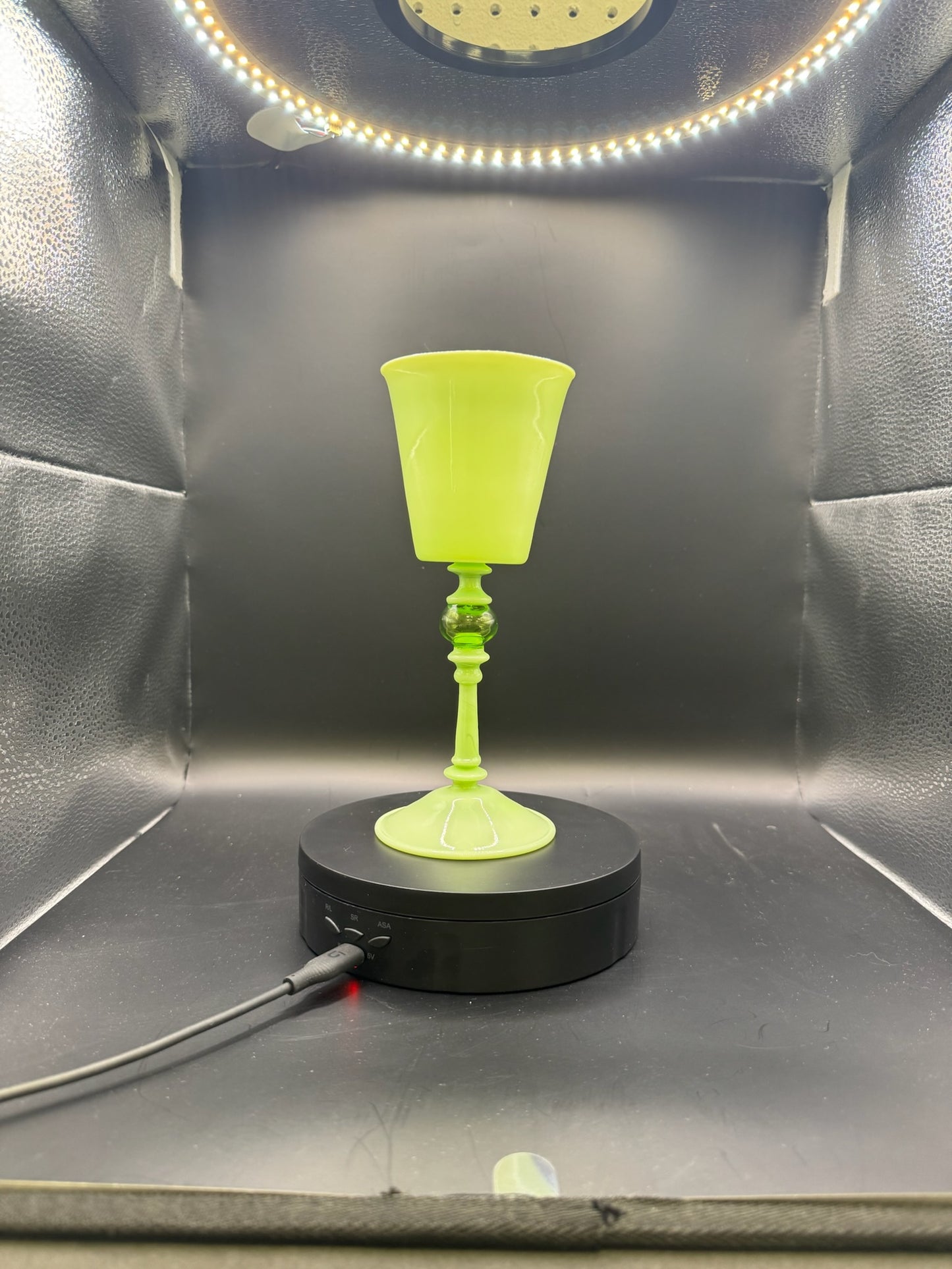 Magnum Mangkang Green Wine Glass w/ Hollow Bubble Stem – $125