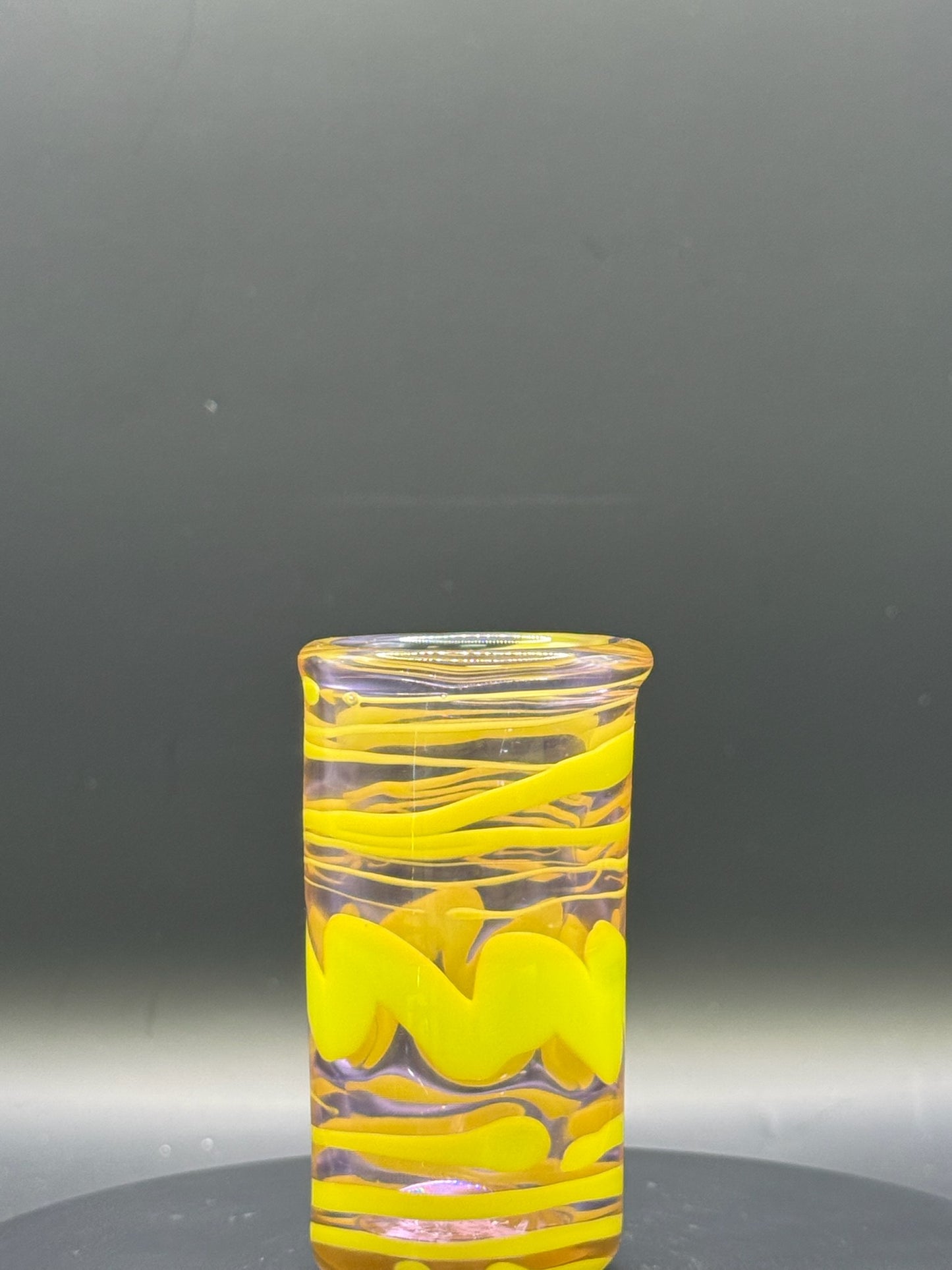 Jack Dunn 3″ Pink Shot Glass w/ Green Spiral Accents – $45
