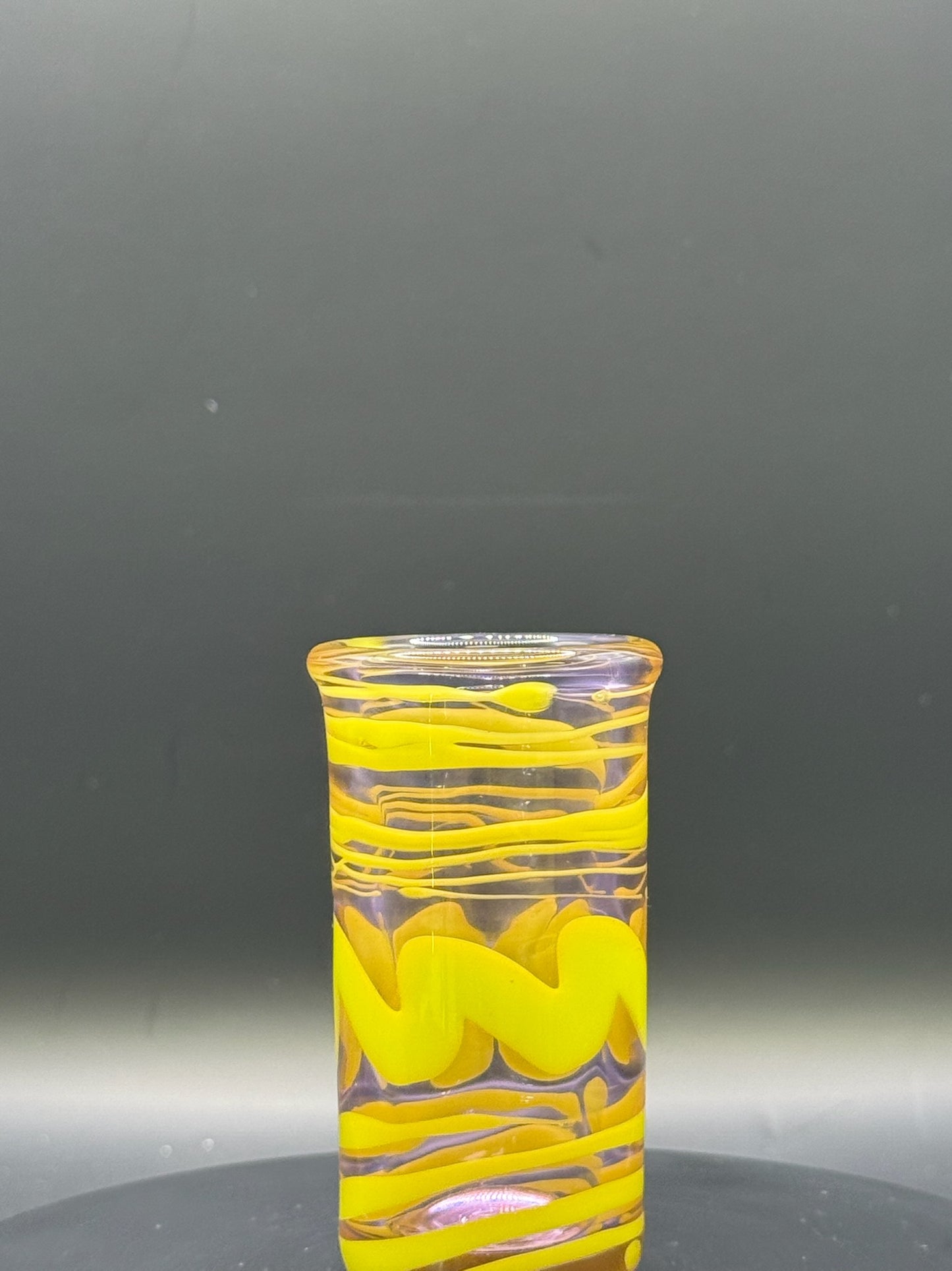 Jack Dunn 3″ Pink Shot Glass w/ Green Spiral Accents – $45