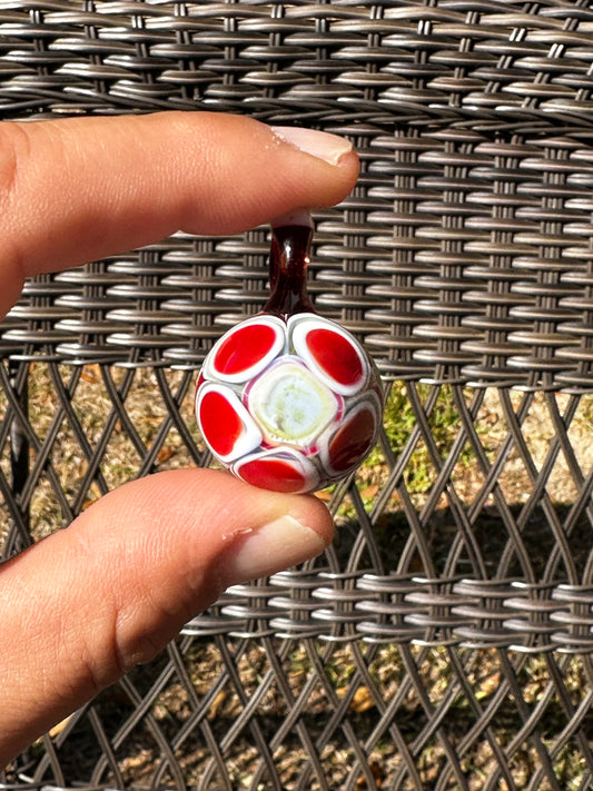 Red and White Dot Stack Pendant with Star Termination