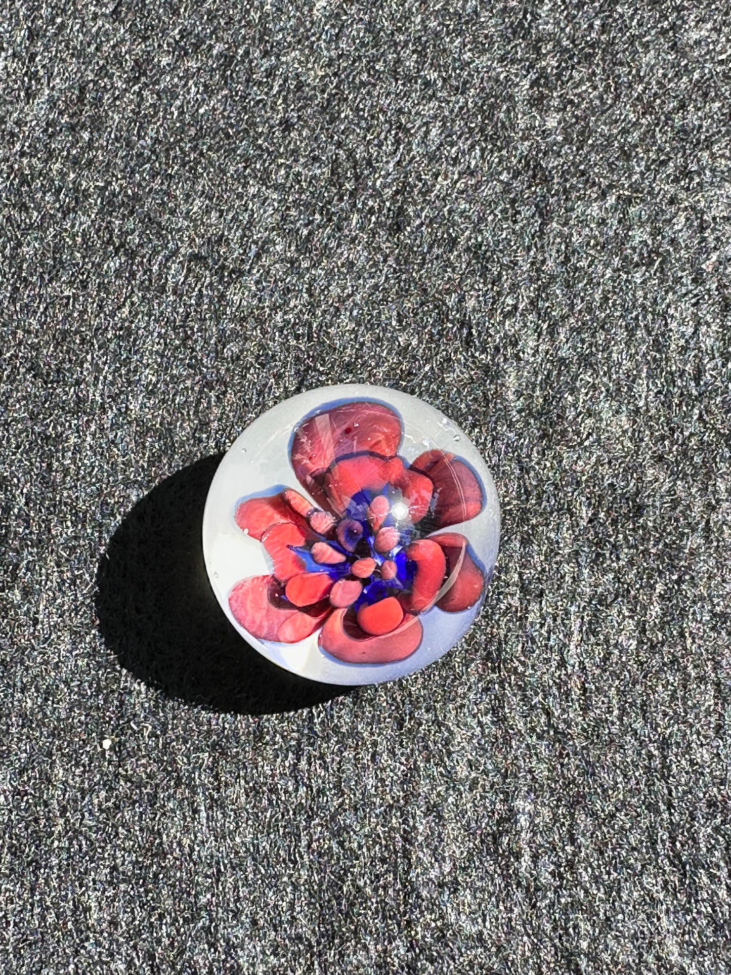 Red & Blue Flower Implosion Marble - 32mm