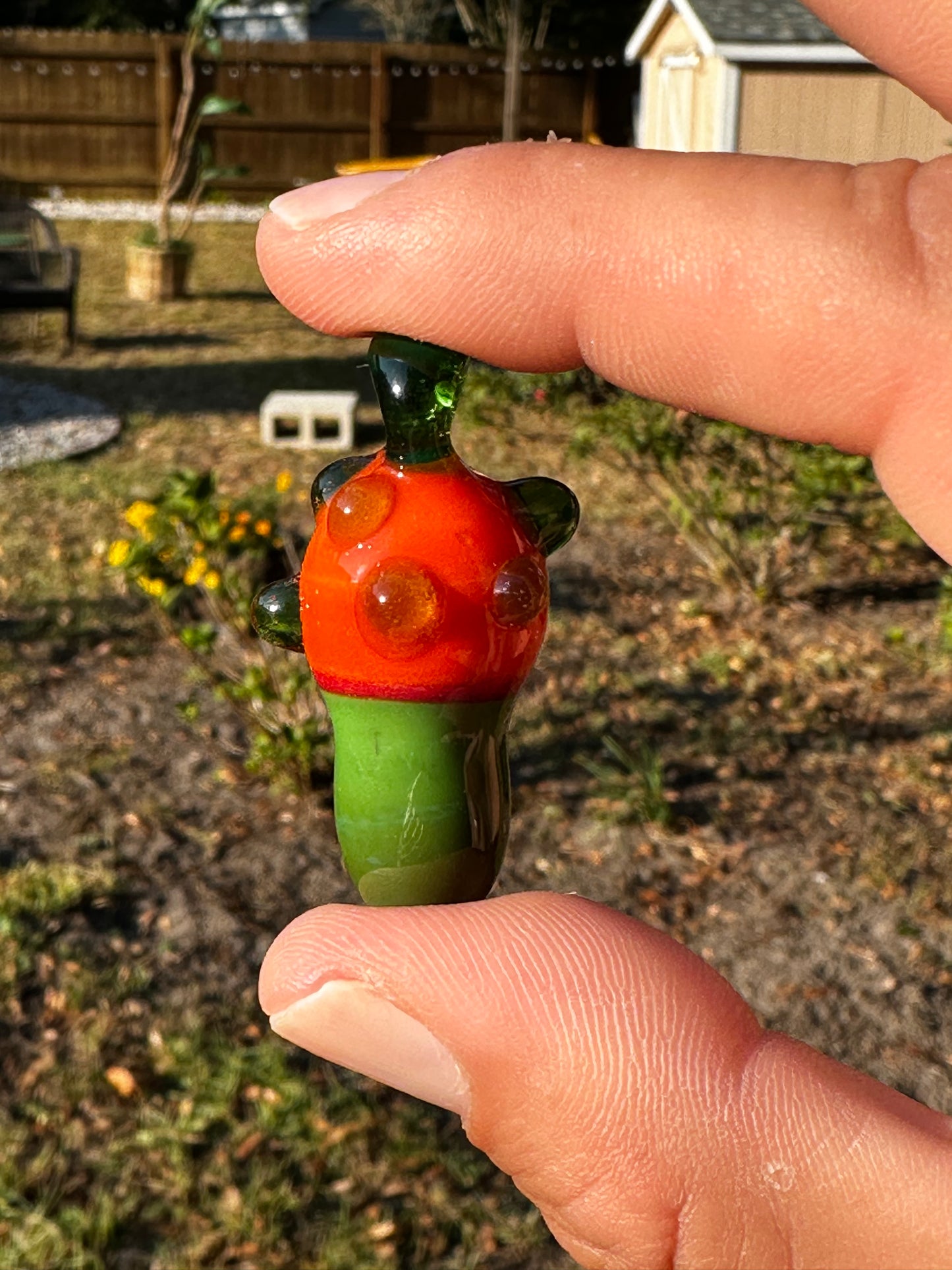 Orange and Green Mushroom Pendant