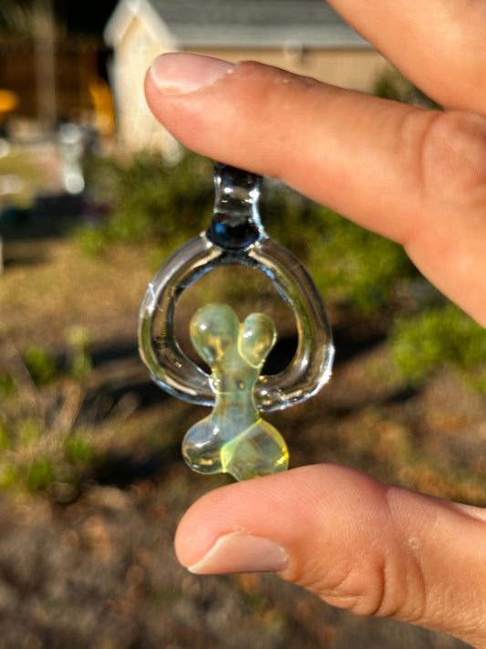 Translucent Dog Bone Pendant with Dark Bale