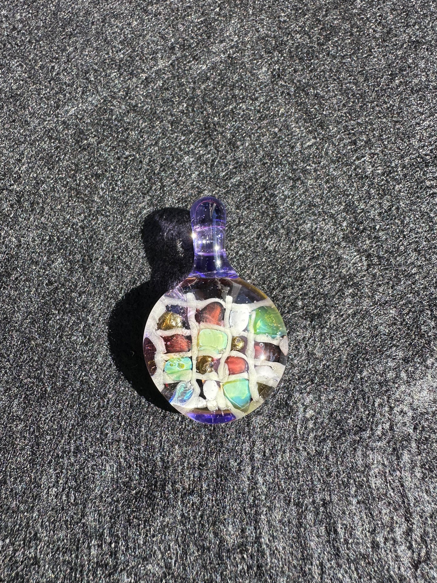 Multicolor Grid Image Reversal Pendant by Jaime Torres