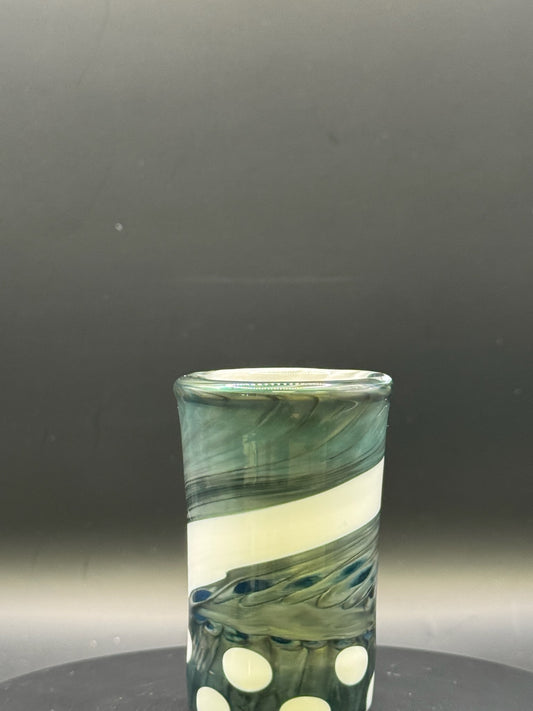 Jack Dunn 3″ Neptunium Shot Glass w/ White Swirls – $50