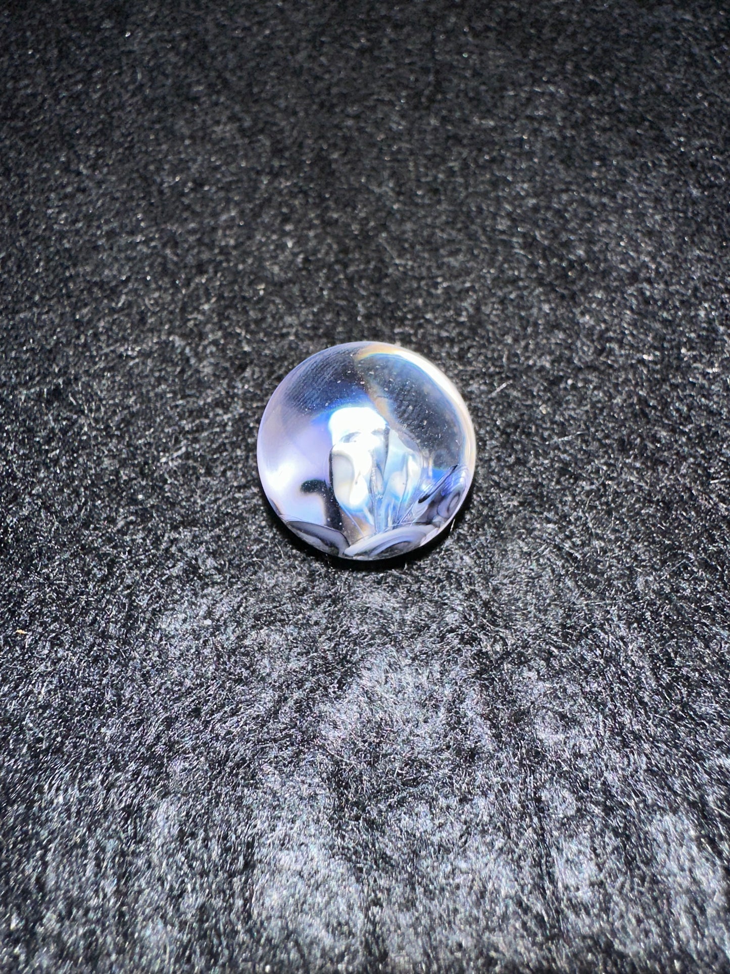 18.7mm Ribbon Cane Implosion Marble – Black, White & Clear (8-Dot Back)