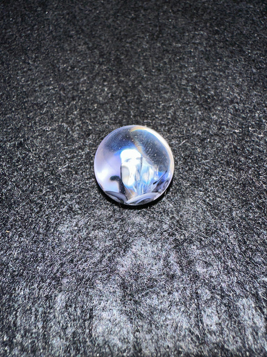 18.7mm Ribbon Cane Implosion Marble – Black, White & Clear (8-Dot Back)