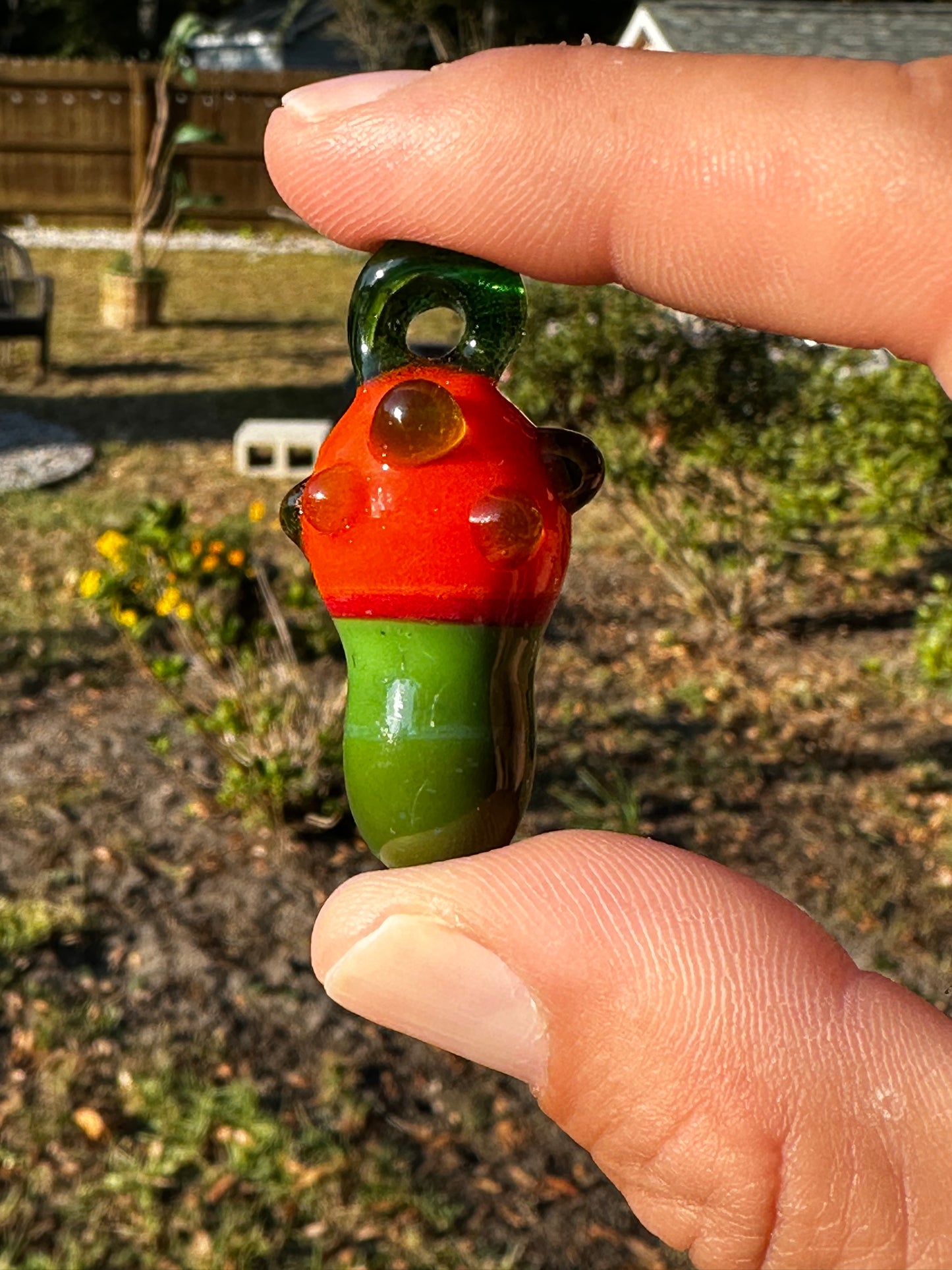 Orange and Green Mushroom Pendant