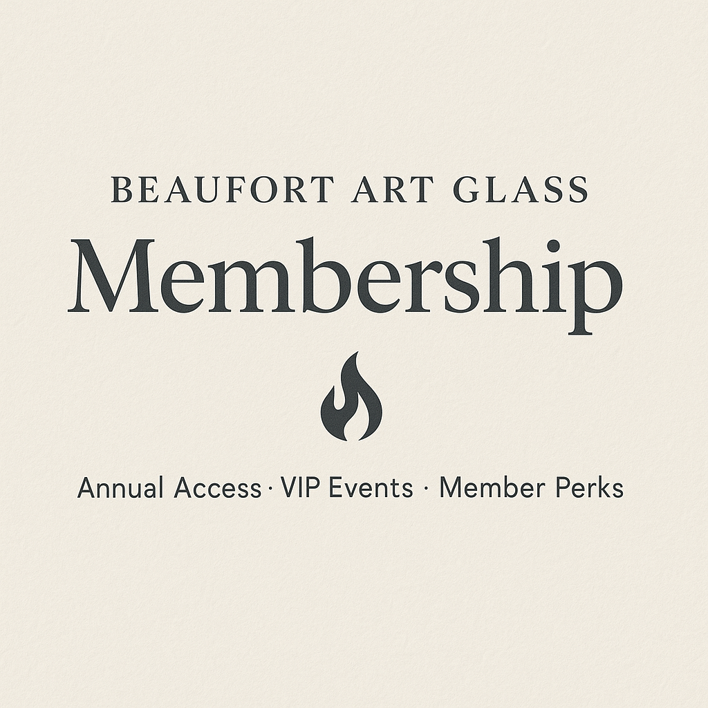 Beaufort Art Glass membership benefits display.
