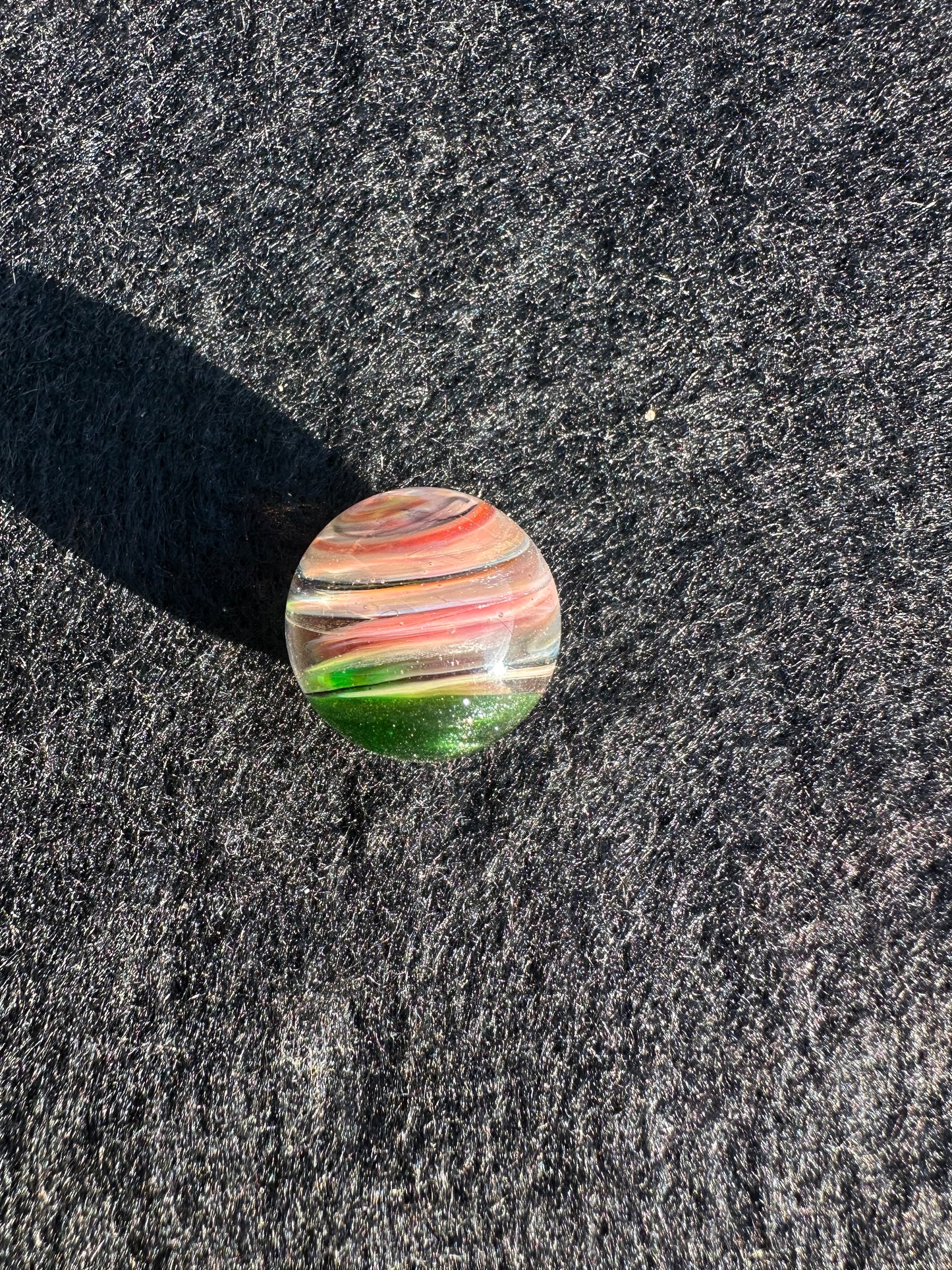 Encased Spiral Marble – Green Stardust Base (23mm)