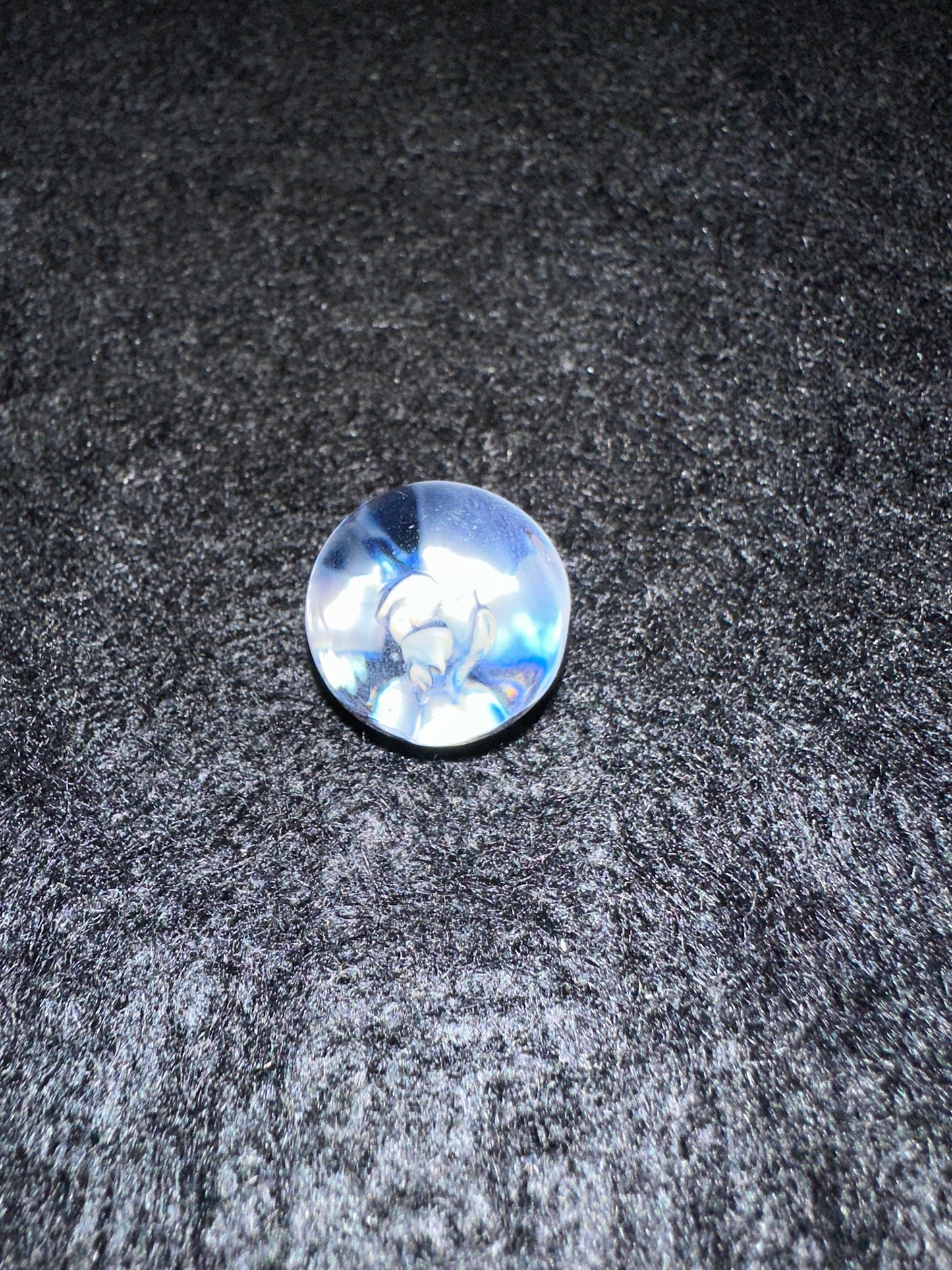 18.7mm Ribbon Cane Implosion Marble – Black, White & Clear (8-Dot Back)