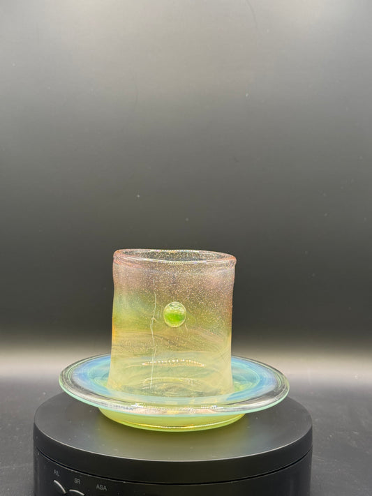 Josh Aaron Murch Lemonade Cup & Saucer w/ Pink & Green UV Accents – $150