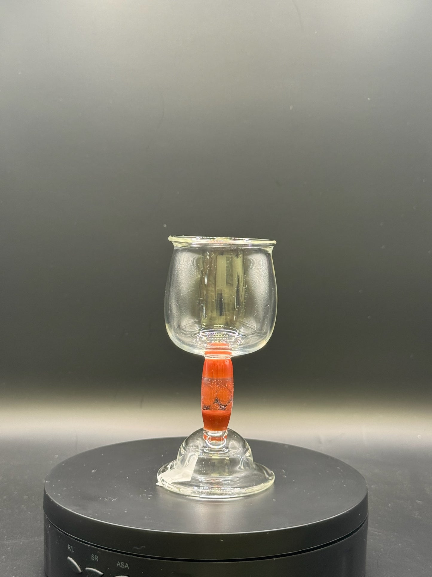 Erin Edgar Clear Glass Chalice w/ Multichromatic Honeycomb Stem – $55