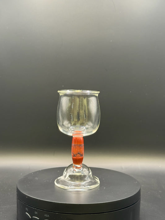 Erin Edgar Clear Glass Chalice w/ Multichromatic Honeycomb Stem – $55